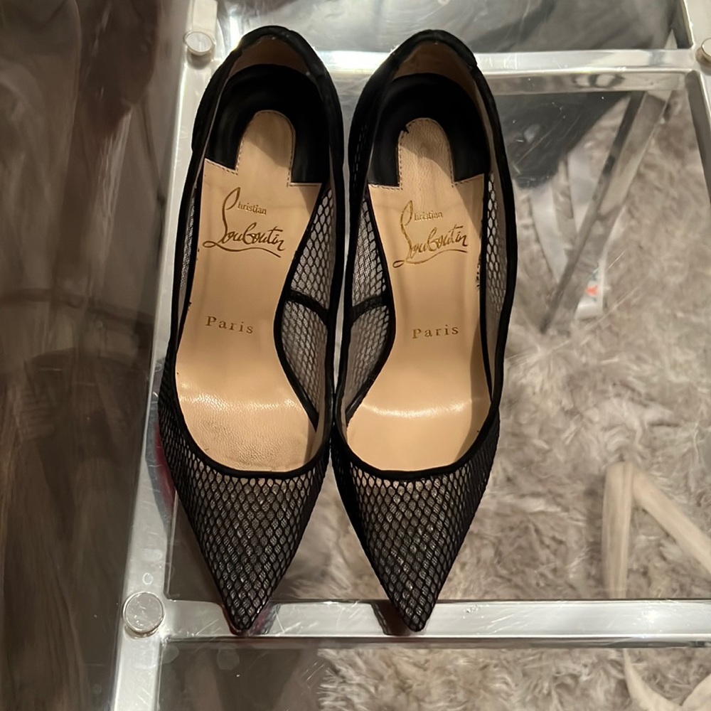Christian Louboutin suede & mesh pump